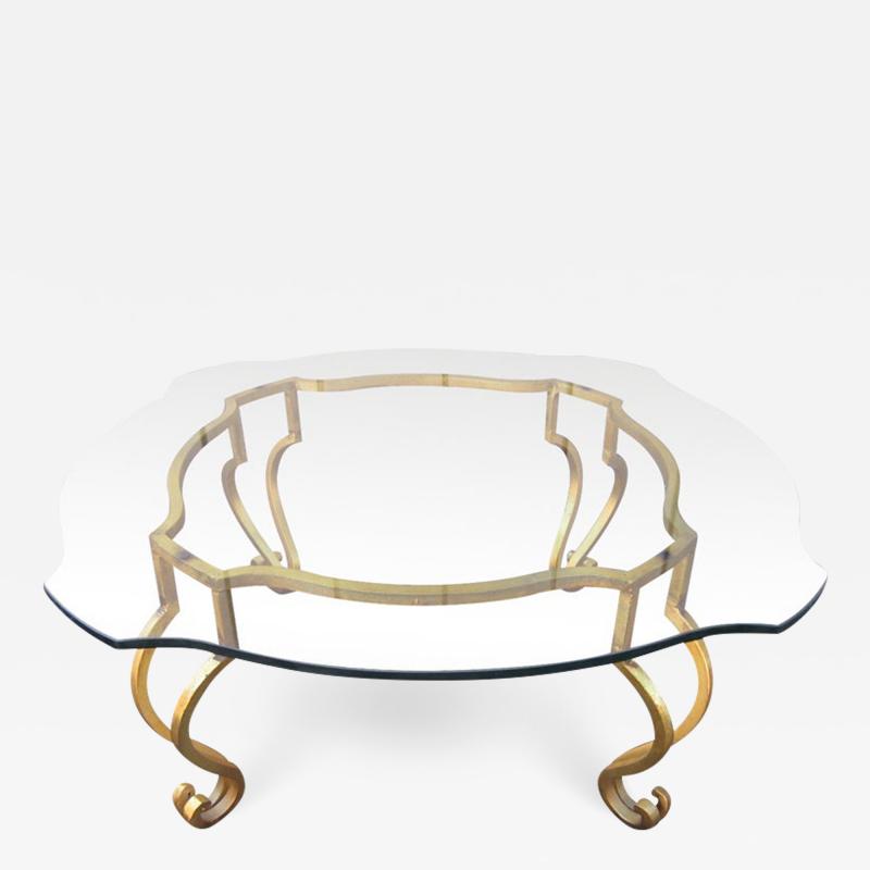 Maison Ramsay Wrought Iron French Gilt Coffee Table Attributed to Maison Ramsay