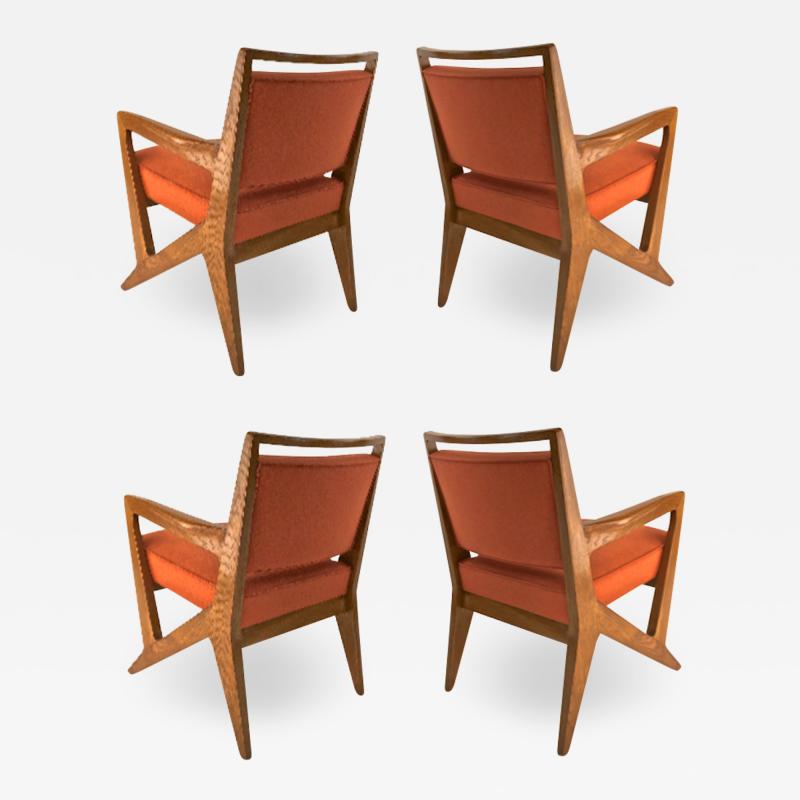 Maison Raphael rarest set of 4 oak arm chairs