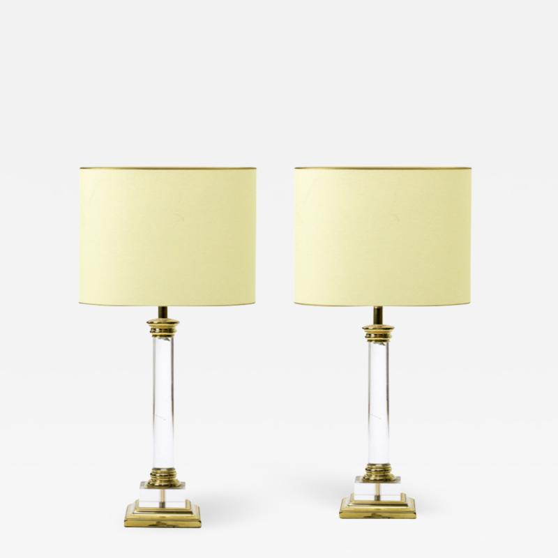 Maison Romeo Maison Romeo Paris pair of Lucite and gold brass neo classic revival lamps