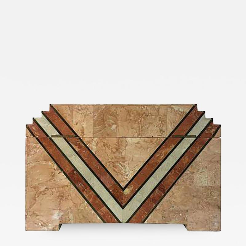 Maitland Smith Art Deco Inspired Box in Tessellated Marble by Maitland Smith