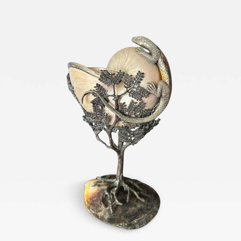 Maitland Smith Cornucopia of Nautilus Shell and Lizard Object d Art