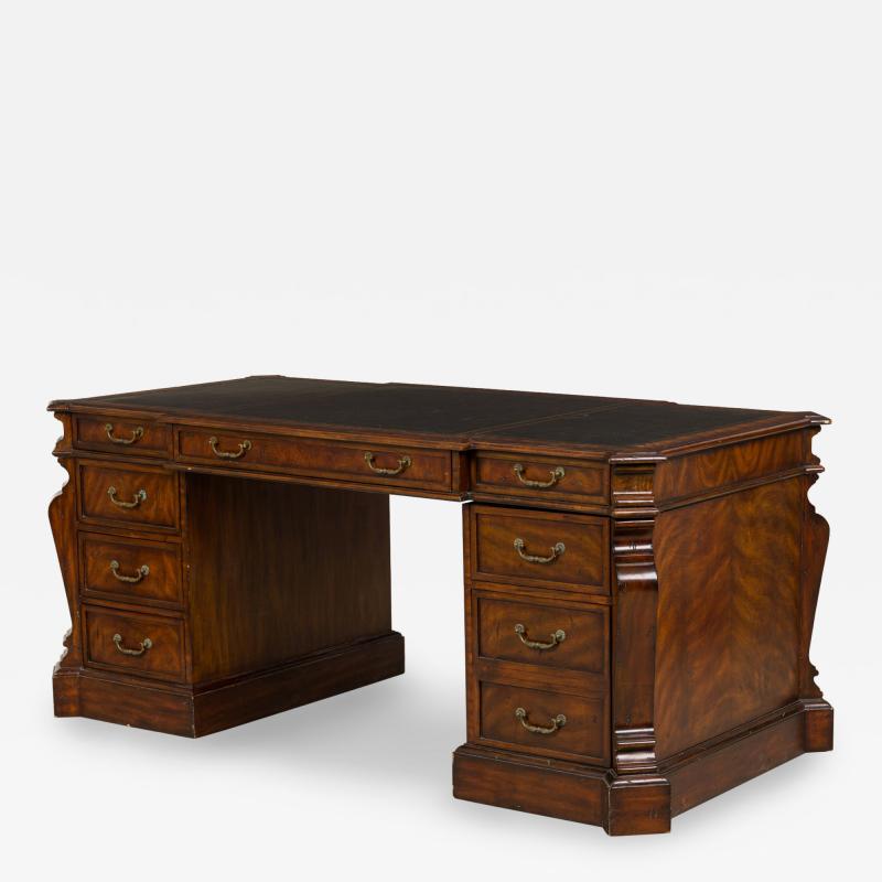 Maitland Smith English Regency Style Wooden 2 Cabinet Kneehole Desk