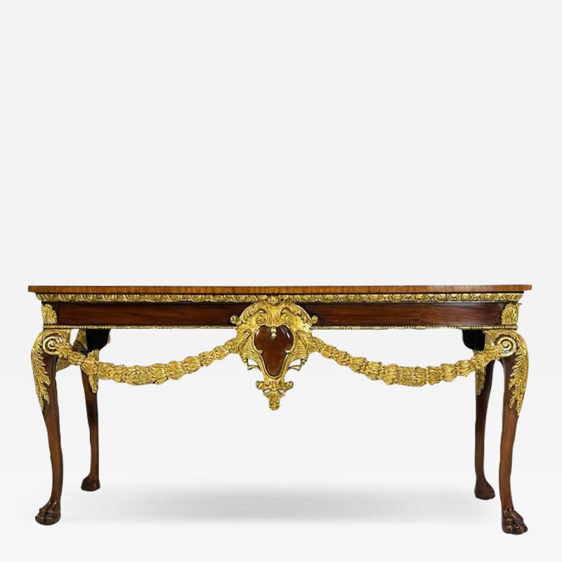 Maitland Smith Georgian Carved Gold Gilt Mahogany Console Table by Maitland Smith