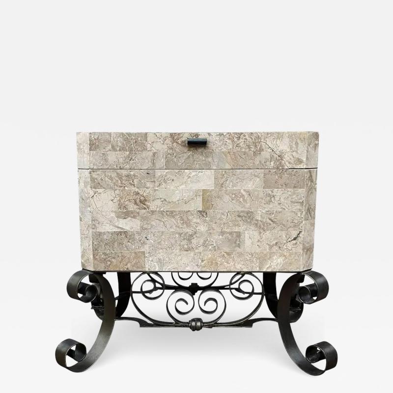 Maitland Smith Hollywood Regency Tessellated Marble Trunk or Side Table by Maitland Smith