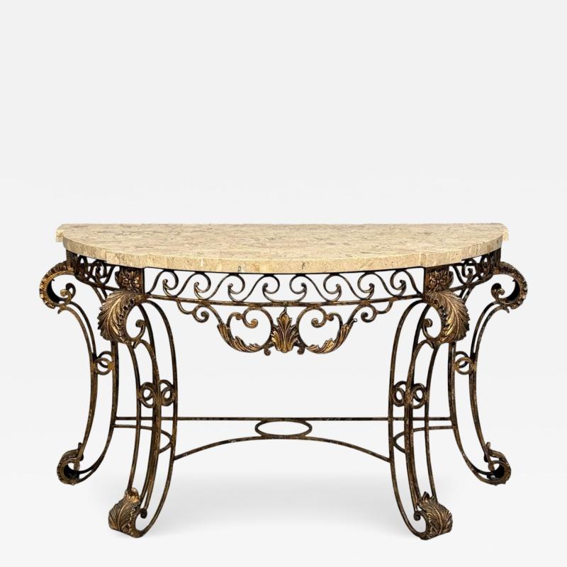 Maitland Smith Maitland Smith Console Table Gilt Metal Tesselated Marble Philippines 1980s