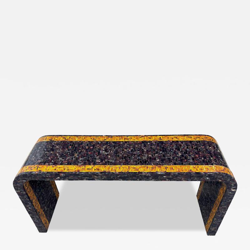 Maitland Smith Maitland Smith Tessellated Faux Tortoise And Mother Of Pearl Console Table