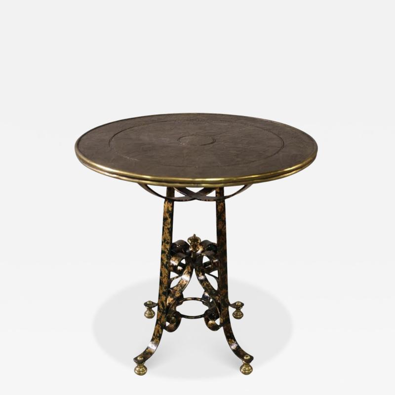 Maitland Smith Maitland Smith Wrought Iron Metal Top Side Table