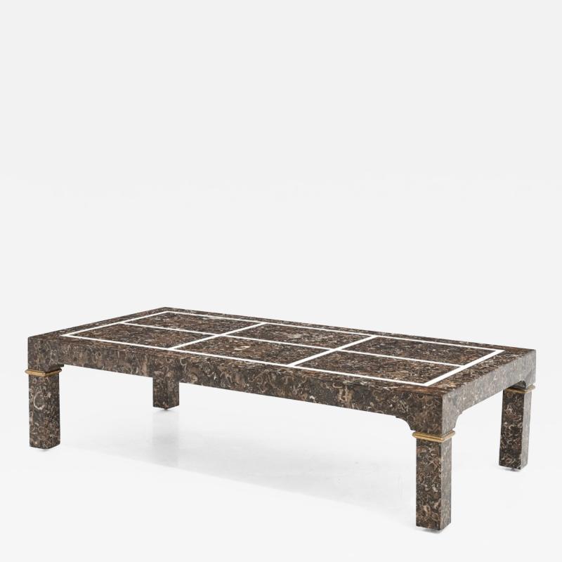 Maitland Smith Marble Brass Coffee Table 1970