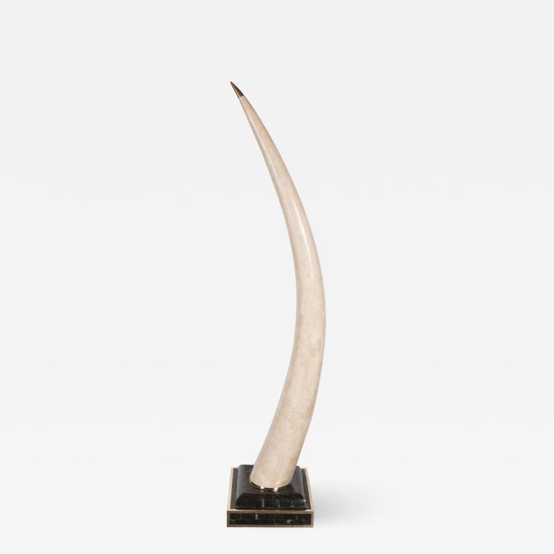 Maitland Smith Mid Century Modern Tessellated Stone Tusk with Brass Detailing by Maitland Smith