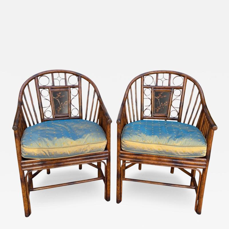 Maitland Smith Pair of Maitlaind Smith Chinoiserie Bamboo Arm Chairs