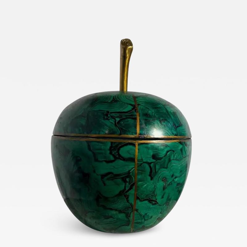 Maitland Smith Rare Vintage Maitland Smith Faux Malachite Treasure Box in the Form of an Apple