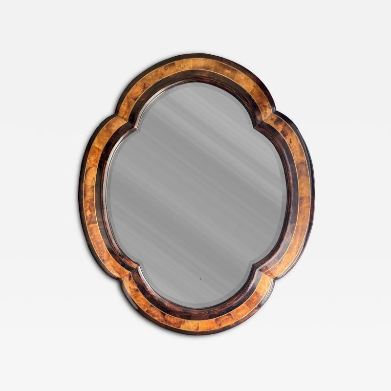 Maitland Smith Scalloped Tessellated Penshell Wall Mirror with Brass Trim 1980s