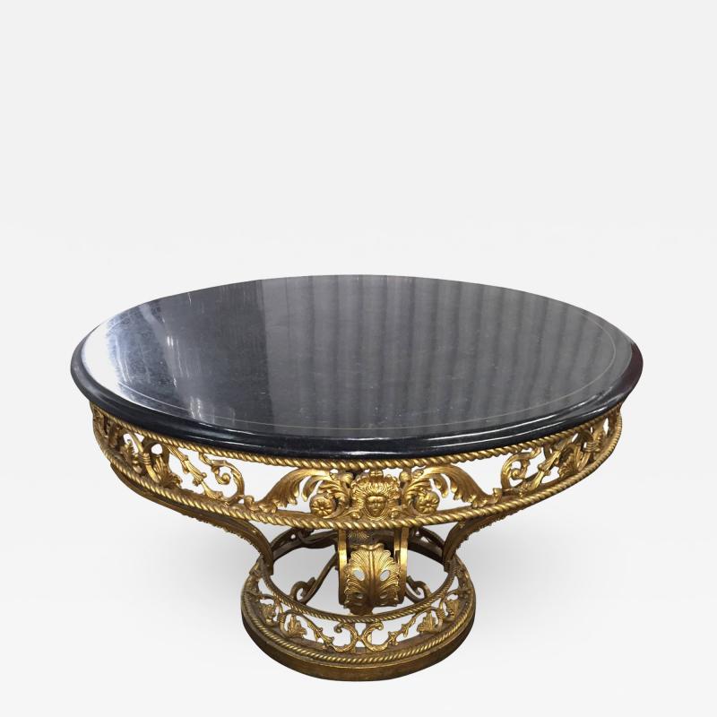 Maitland Smith Stunning Elaborate Maitland Smith Black Marble and Gilded Baroque Base Table