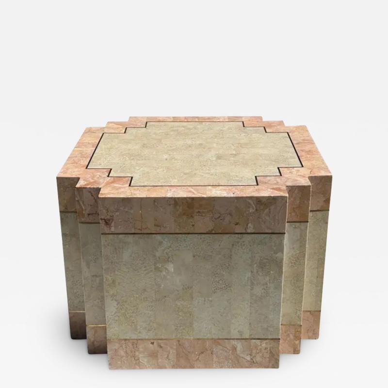 Maitland Smith Tessellated Pink Stone Coffee Table