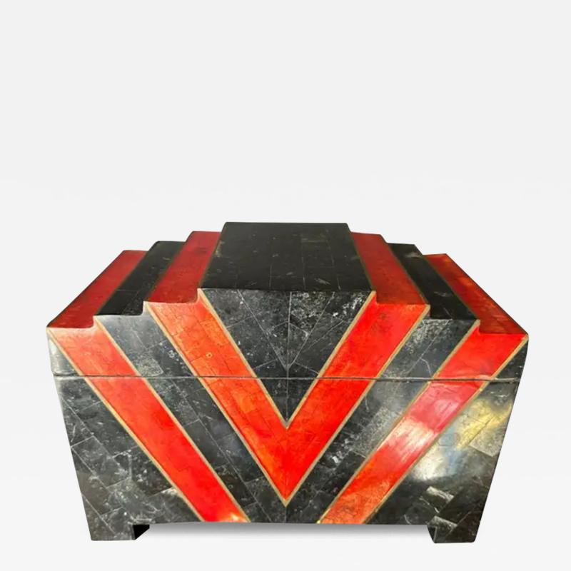 Maitland Smith Tessellated Stone Art Deco Style Jewelry Box