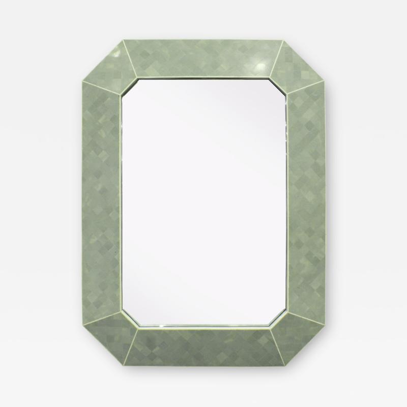 Maitland Smith Wall Mirror in Tessellated Stone With Bone Inlays 1970s