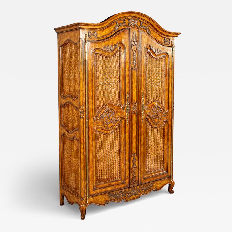 Maitland Smith Walnut Armoire Bar Cabinet by Maitland Smith