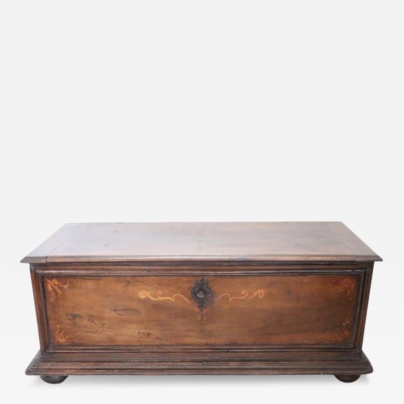 Majestic 17th Century Italian Inlaid Solid Walnut Antique Blanket Chest Restored