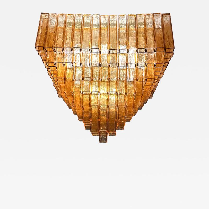 Majestic Luxury Venetian Amber Ros Murano Glass Squared Elements