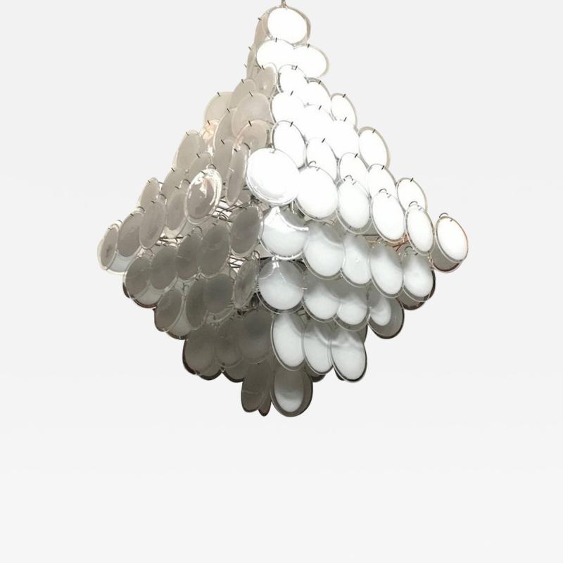 Majestic White Disc Murano Chandelier 1990s