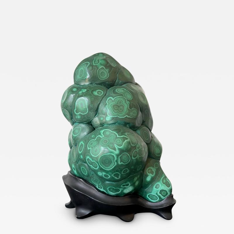 Malachite Rock on Display Stand as a Chinese Scholar Stone