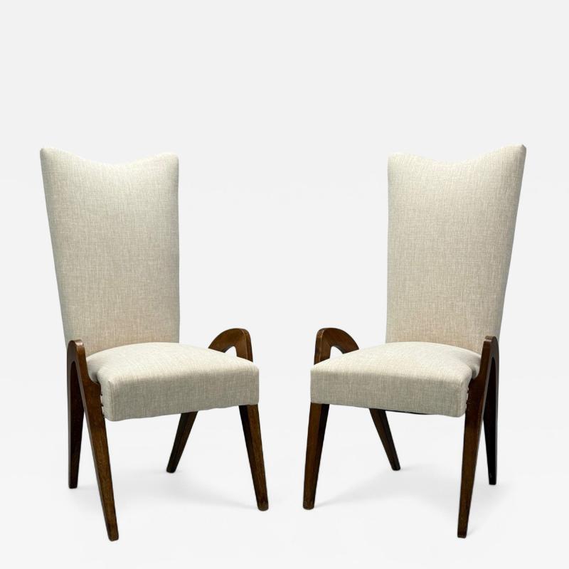 Malatesta Masson Beige Fabric Wood Occasional Chairs Italy 1950s