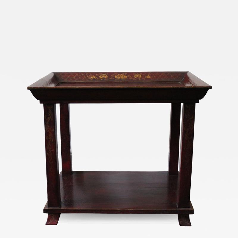 Mandarin Red Crackled Lacquer Tray Table