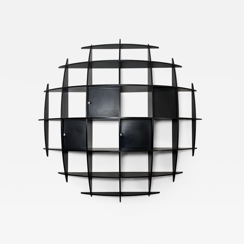 Manfredo Massironi Late 20th Century Tyko Black Lacquered Wood Bookshelf by Manfredo Massironi