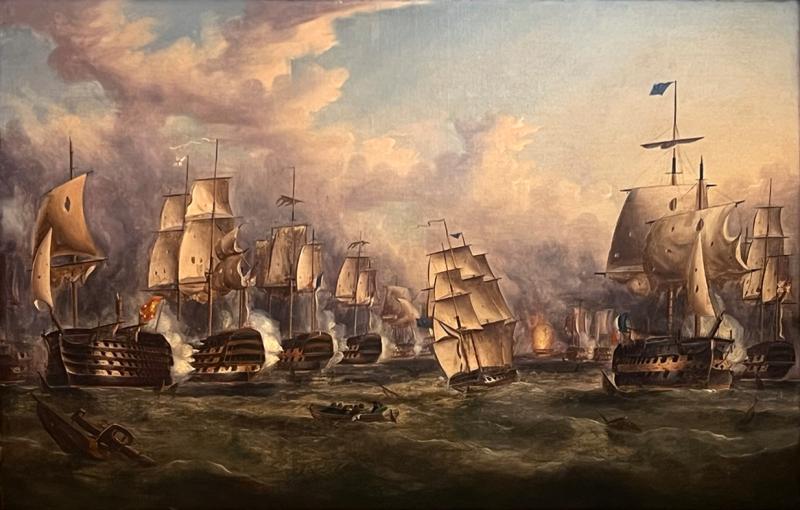 Manner of Sir George Chambers The Battle of Trafalgar oil on canvas 