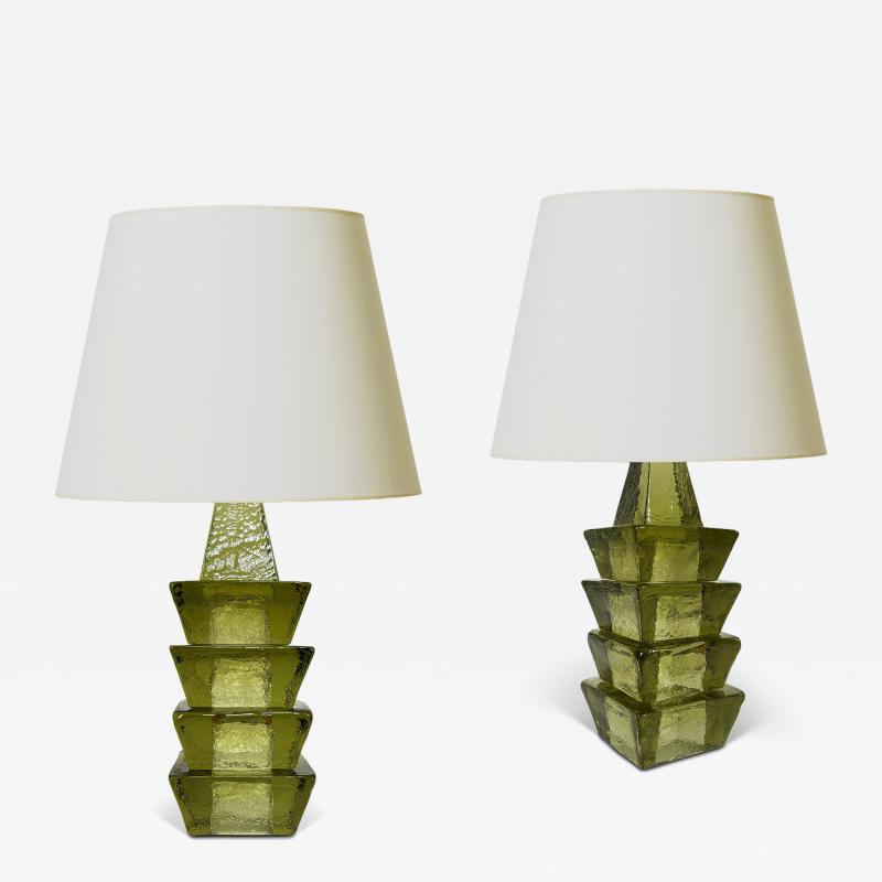 Mantorp Glasbruk Pair of Table Lamps by Mantorp Glasbruk