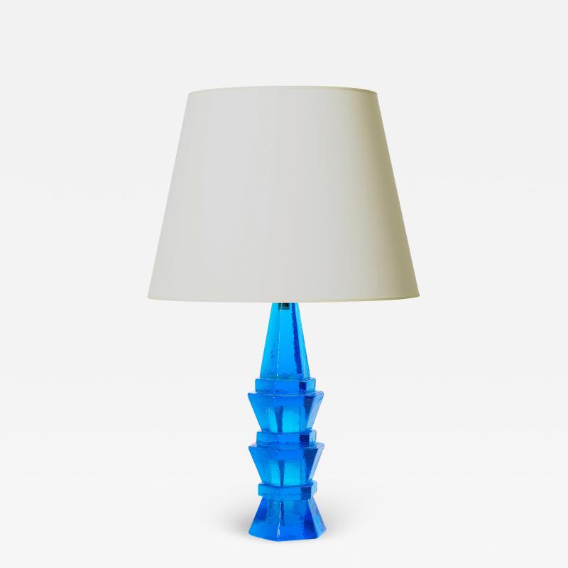 Mantorp Glasbruk Table Lamp in Vivid Aqua Glass by Mantorp Glasbruk