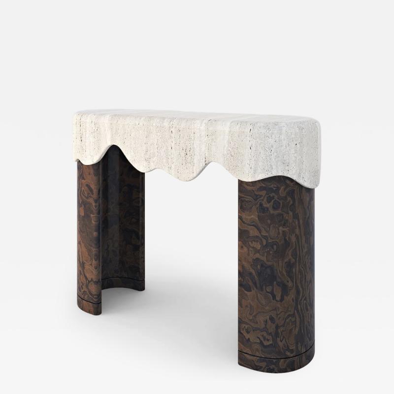 Marble Balloon Contemporary Middle Eastern Melt Travertine Console Table