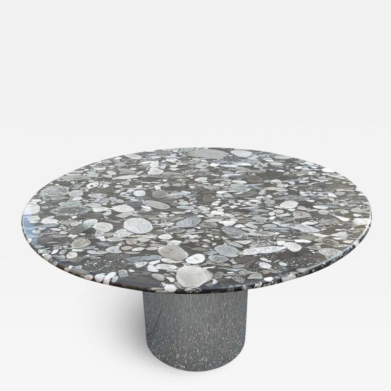 Marble Table with Chromed Steel Base and Spotted Top