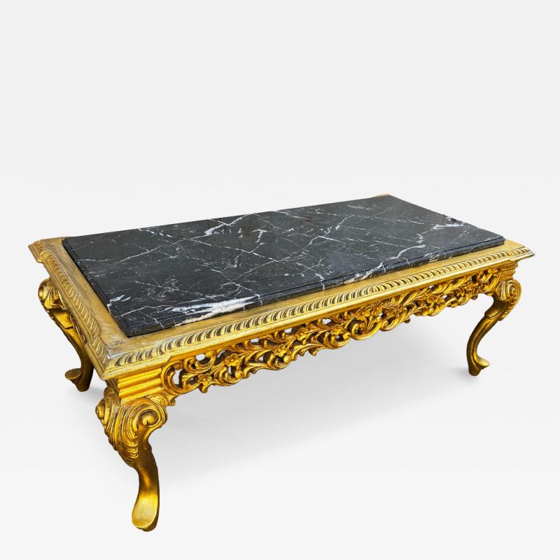 Marble Top Giltwood Queen Anne Style Coffee Table