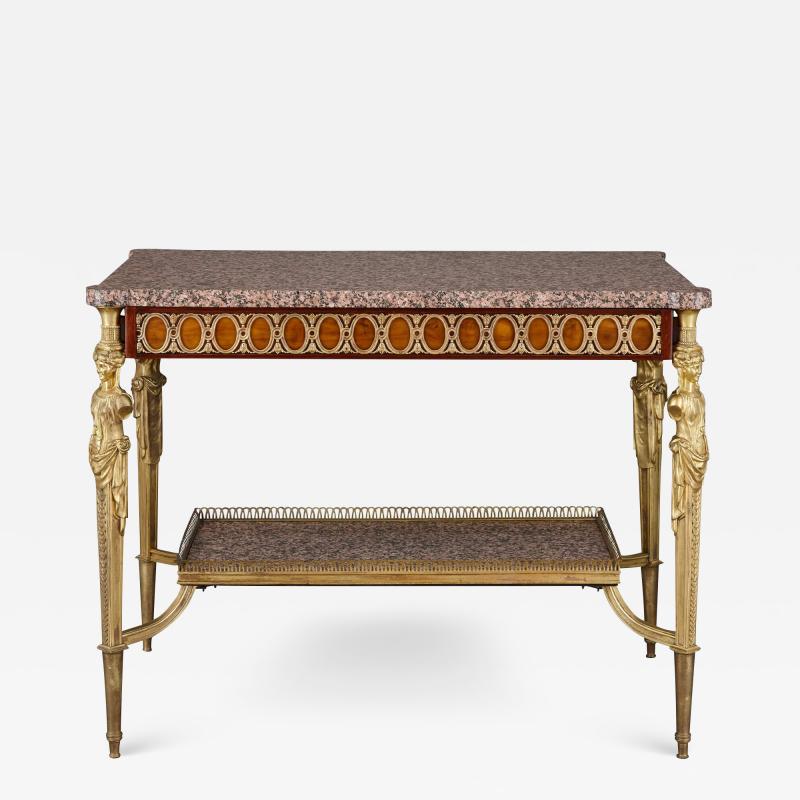 Marble mahogany and ormolu Louis XVI style centre table