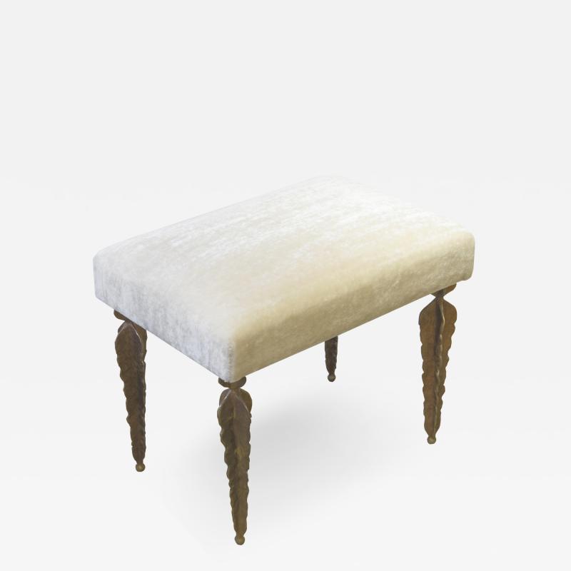 Marc Bankowsky Fern Bench in gilded bronze and velvet mohair by Marc Bankowsky