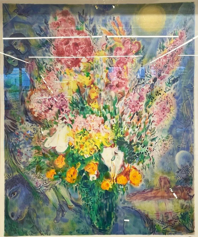 Marc Chagall Bouquet De Fleurs Lithograph Framed