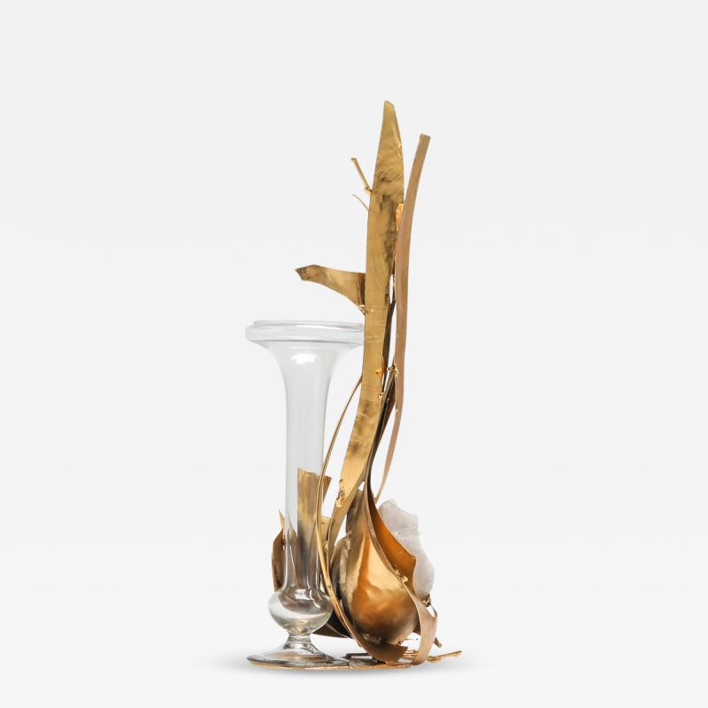 Marc D Haenens Crystal and brass vase by Marc DHaenens 1980s