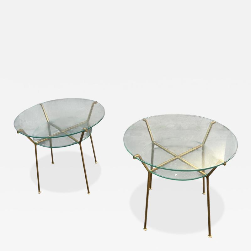 Marc Du Plantier 1940s Gilt Wrought iron side tables attributed to Marc Duplantier