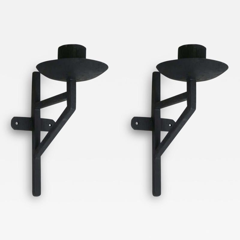 Marc Du Plantier Pair of French Wrought Iron Sconces in the Style of Marc DuPlantier