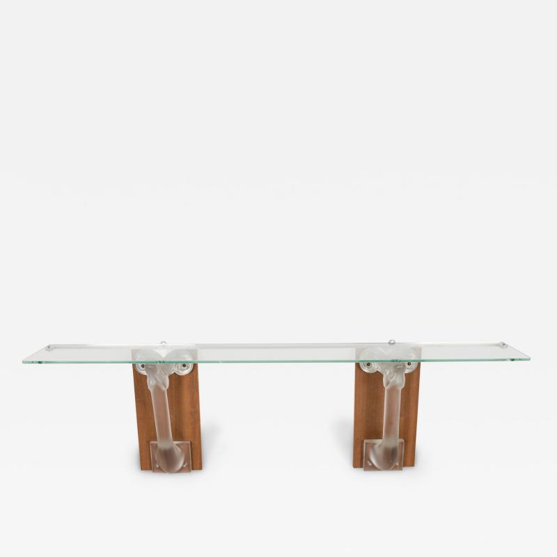 Marc Lalique French Glass Deer Head Wall Console Table