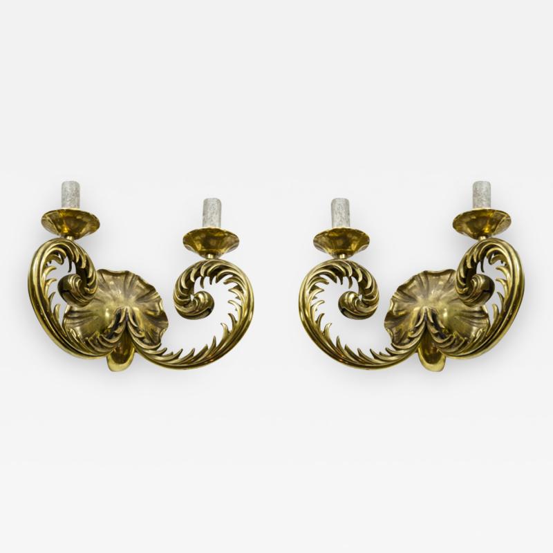 Marcel Asselbur Marcel Asselbur pair of refined solid gold bronze sconces