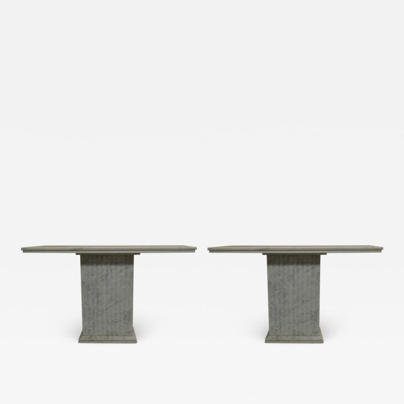 Marcel Breuer 2 Italian Mid Century Modern Carrara Marble Consoles Sofa Tables Marcel Breuer