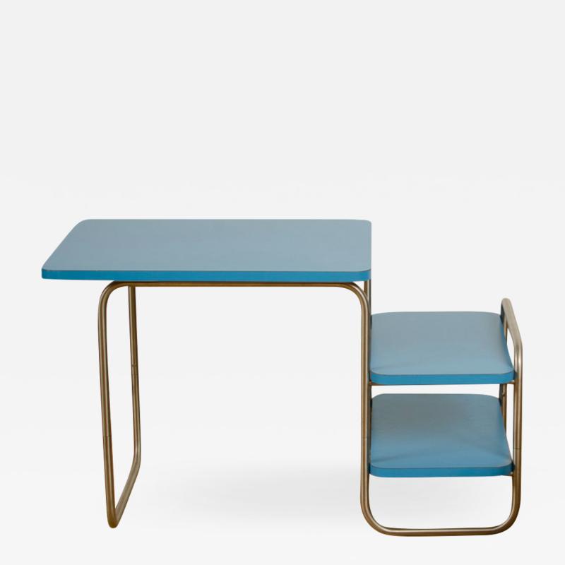 Marcel Breuer A Marcel Breuer Art Deco kids desk plus chair set with blue laminate top 1929