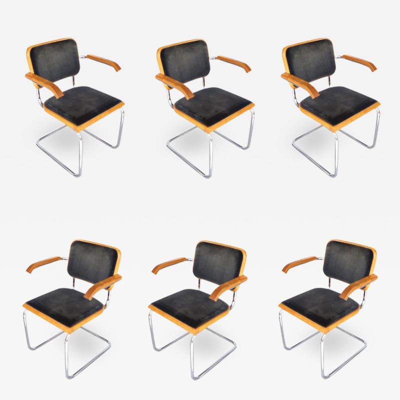 Marcel Breuer Set of 6 Thonet Cesca Chairs by Marcel Breuer