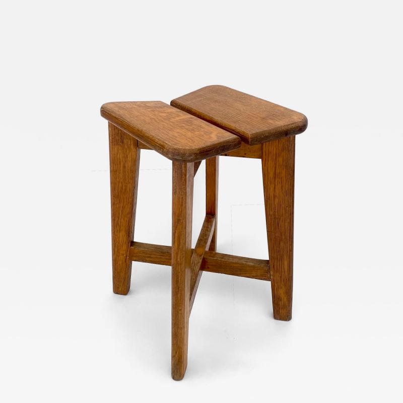 Marcel Gascoin Marcel Gascoin French Tabouret Oak Trefle Side Table Edition Arhec