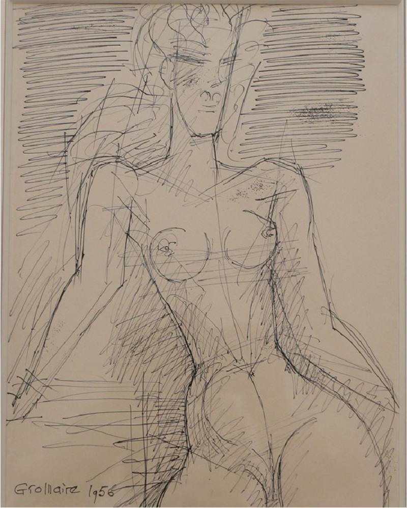 Marcel Gromaire Femme nue a mi corps Drawing by Marcel Gromaire 1956