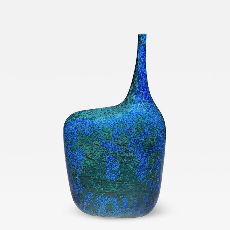 Marcello Fantoni BLUE AND GREEN CERAMIC VASE IN THE STYLE OF MARCELLO FANTONI