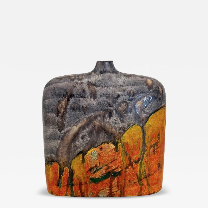 Marcello Fantoni Colorful Ceramic Pillow Vase by Marcello Fantoni