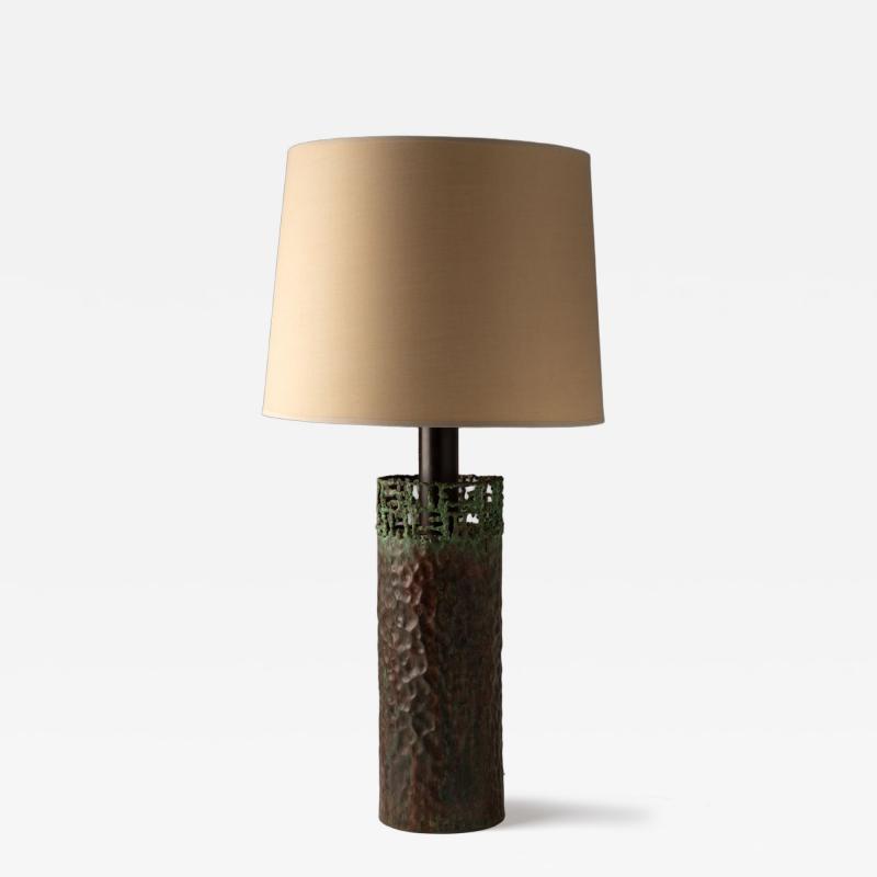 Marcello Fantoni Marcello Fantoni Brutalist Copper Table Lamp with Verdigris Patina 1960s